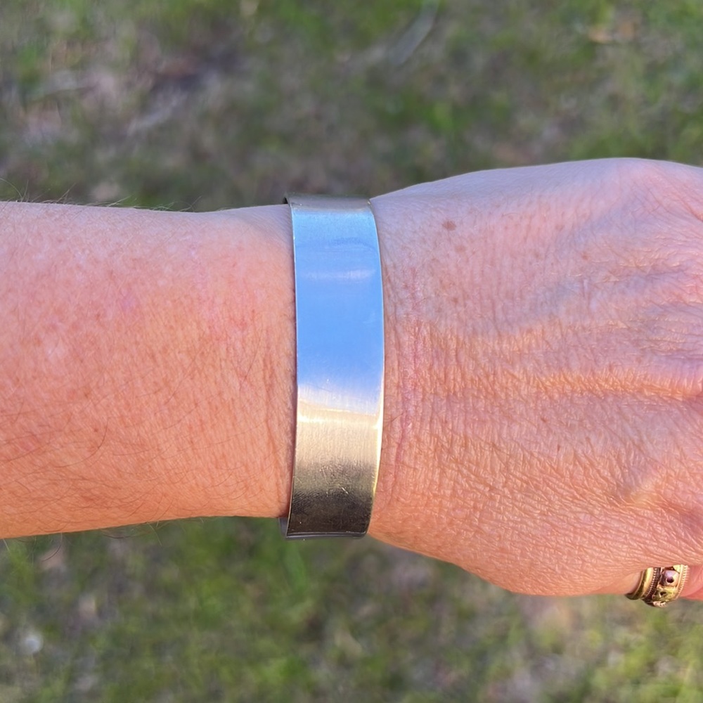 Vintage Sterling Silver Heavy Engravable Cuff Bracelet
